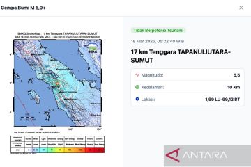 BMKG: Gempa di Tapanuli Utara akibat adanya aktivitas sesar aktif