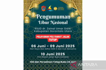 RSUD Zainal Umar Sidiki umumkan libur pelayanan libur Idul Adha