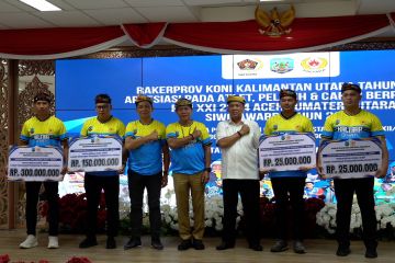 Kaltara bagikan atlet bonus Rp3,3 M, harapkan peningkatan prestasi