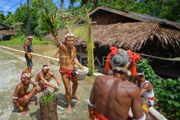 Upacara adat memperingati kematian di Mentawai