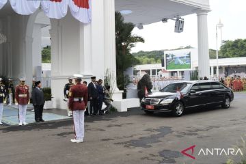 Prabowo sambut Presiden Peru Dina Boluarte di Istana Merdeka