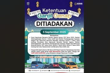 Tak ada ganjil genap di Jakarta pada 5 September