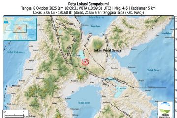 Info gempa hari ini baru saja M4,6 guncang Poso, BMKG minta warga tenang