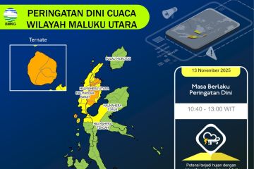 BMKG: Waspada hujan lebat di Maluku Utara hingga 19 November