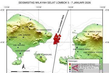 BMKG: 62 gempa tektonik di Selat Lombok getarkan Bali pada 5-7 Januari