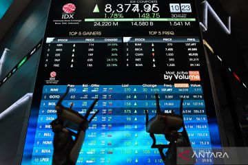 IHSG Jumat sore menguat jelang akhir pekan di tengah pelemahan bursa Asia