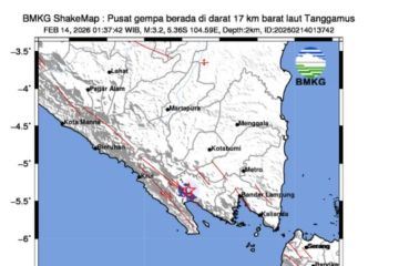 Gempa 2 menit yang lalu Lampung hari ini M3,2