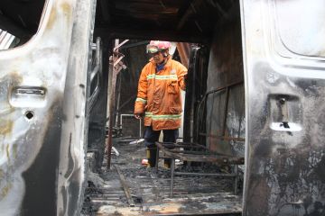 Kebakaran bengkel di Malang