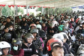 Arus balik pemudik sepeda motor di Pelabuhan Bakauheni