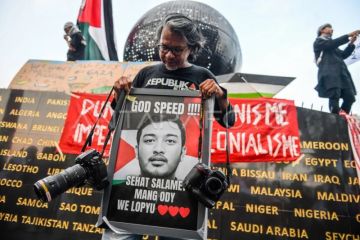 Foto: Aksi solidaritas bagi WNI dan Jurnalis yang diculik Israel
