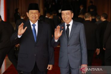 Mantan Presiden Susilo Bambang Yudhoyono dan Joko Widodo hadiri Sidang Tahunan MPR