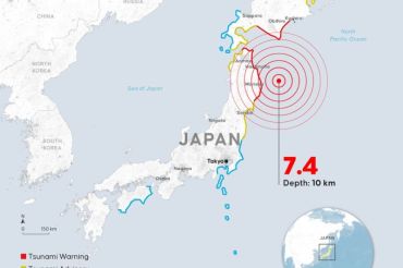 Gempa magnitudo 7,4  dan tsunami guncang Jepang