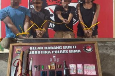 Polres Bima mengangkap empat terduga sindikat narkoba bersenjata