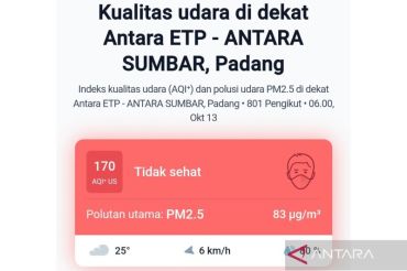 Kualitas udara di Padang kembali tidak sehat