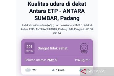 Kualitas udara di Padang sangat tidak sehat
