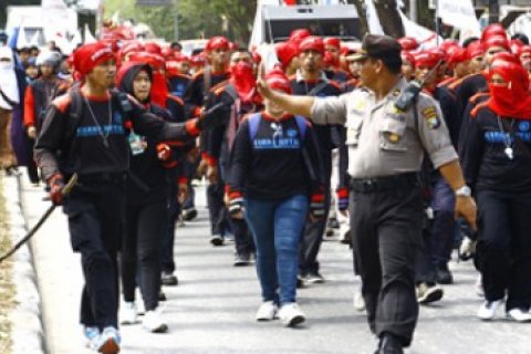 Buruh Demo BPJS/Joko Sulistyo
