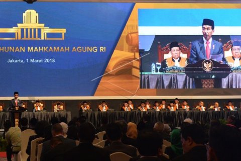 Jokowi Hadiri Rapat Pleno Laporan Tahunan MA