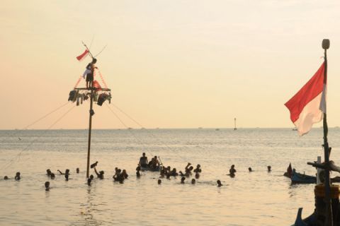 Panjat Pinang Di Laut