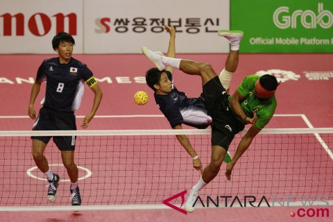 Sepak Takraw Penyisihan Ganda Putra Indonesia vs Jepang