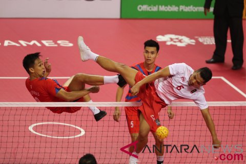 Sepak Takraw Penyisihan Ganda Putra Indonesia vs Filipina