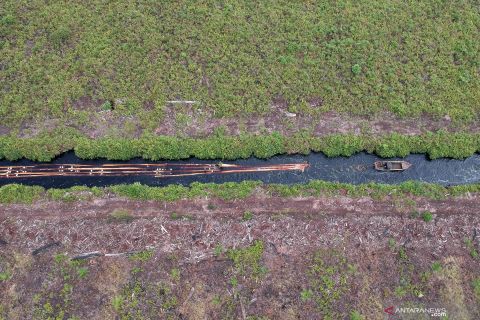 Kanal sungai jadi jalur untuk membawa kayu ilegal