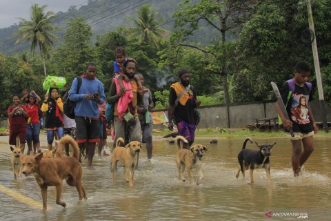 Pengungsi terdampak banjir bandang di Sentani