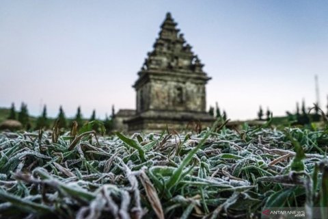 (FOTO) Dieng membeku, suhu minus 7 derajat. Begini penampakannya