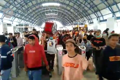 Para penggemar bola berdatangan ke GBK