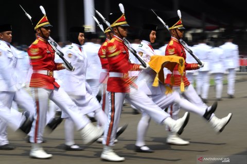 Gladi bersih upacara HUT ke-74 Kemerdekaan di Istana Merdeka