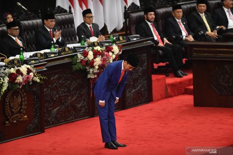 Presiden Jokowi menyampaikan pidato pada Sidang Tahunan MPR