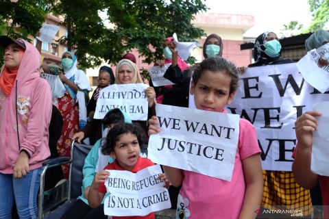 Unjuk rasa imigran di Medan