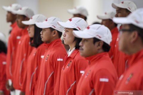 Upacara pelepasan atlet Indonesia menuju World Beach Games 2019