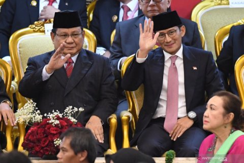 Prabowo dan Sandiga Uno hadiri pelantikan presiden dan wapres