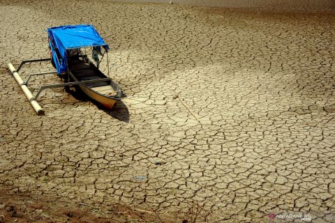 Sungai Jeneberang di Gowa mengering akibat kemarau panjang