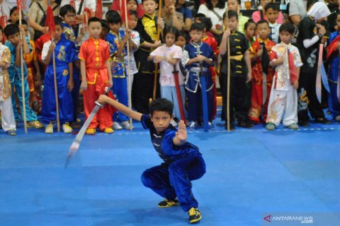Aksi para pewushu cilik meriahkan perayaan imlek di Bogor