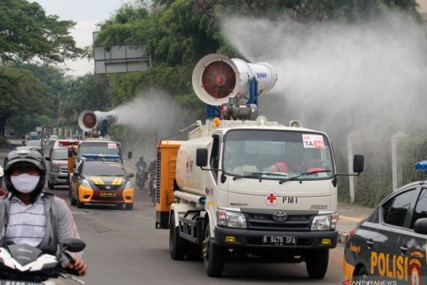 Penyemprotan disinfektan daerah penyangga ibukota