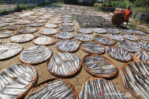 Jemur kerupuk kulit ikan patin