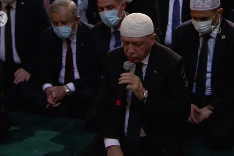 Presiden Erdogan baca Alquran saat pembukaan Hagia Sophia