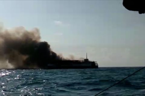 Kapal Bahari Indonesia terbakar di perairan Babel