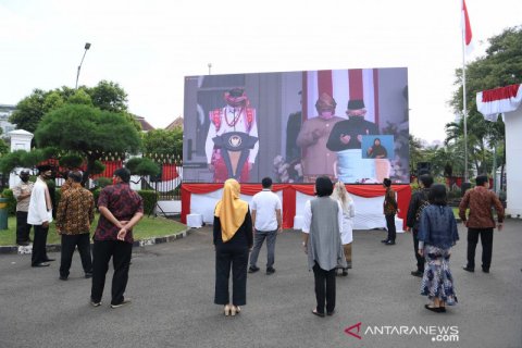 Suasana detik-detik proklamasi di Kompleks Istana Kepresidenan