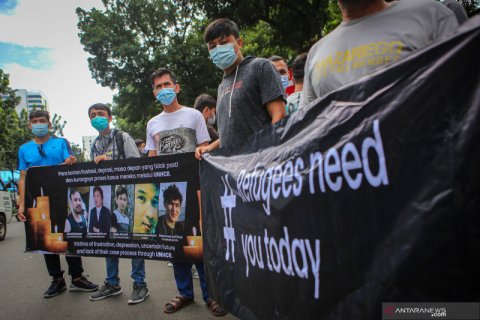 Aksi unjuk rasa pencari suaka