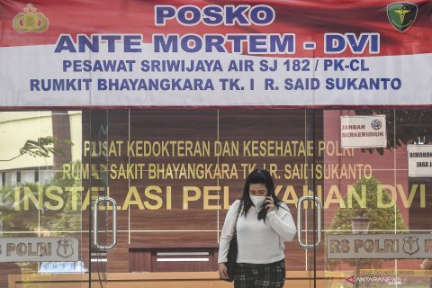 Posko Ante Mortem Sriwijaya Air SJ 182 di RS Polri Kramat Jati
