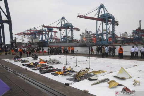 Wreckages of Sriwijaya airplane SJ 182 displayed at JICT