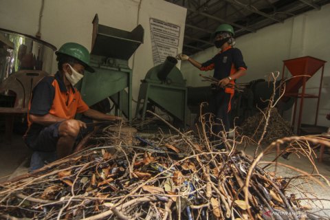 Pengolahan limbah kayu dan ranting menjadi pelet