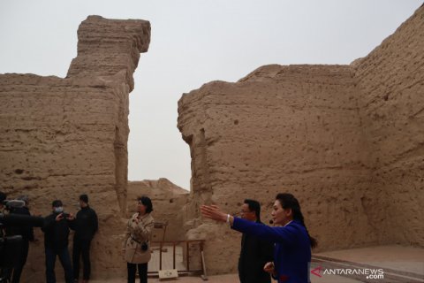 Situs bekas pusat Ibu Kota Kerajaan Jushi di Xinjiang, China