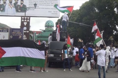 Aksi damai muslim Kota Ambon untuk Palestina