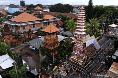 Persiapan upacara ngaben Raja Pemecutan
