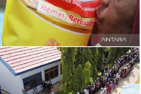 Bak barang langka, warga Kendari girang kebagian minyak goreng