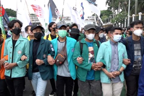 Pimpinan DPR dan Kapolri temui para mahasiswa di depan Gedung DPR