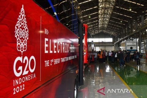 Bus listrik produksi PT INKA untuk kegiatan G20 Bali